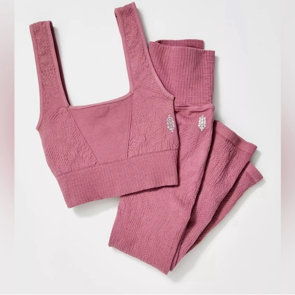 Free People Good Karma Leggings and Square neck bra.